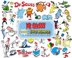 2000 Dr Seuss Svg Bundle, Cat In The Hat SVG, Dr Seuss Hat SVG, Svg, Png, Dxf, Layered digital file, Cricut, Silhouette