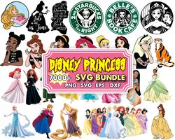 7000 Disney Princess SVG Bundle, Frozen svg, Snow White svg, Little Mermaid svg, princess clipart, princess png, Ariel s