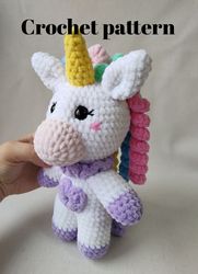 Crochet Unicorn plush pattern pdf, cute Unicorn plushies