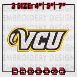 VCU Rams Embroidery files, NCAA D1 teams Embroidery Designs, NCAA VCU, Machine Embroidery Pattern