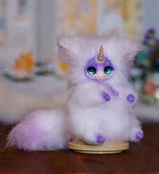 ON ORDER Unicorn Taya fluffy unicorn, fur unicorn, lilac unicorn, fluffy doll, soft doll, fur doll, big eyes, soft toy