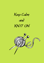 Digital poster Keep Calm and KNIT ON. Wall decor for a knitter. Download pdf.