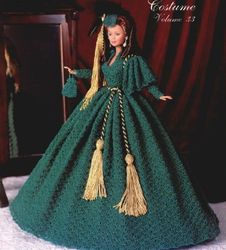 pdf crochet pattern for barbie doll - 1866 atlanta belle - collector costume