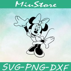 Funny Minnie Mouse Outline SVG,png,dxf,cricut