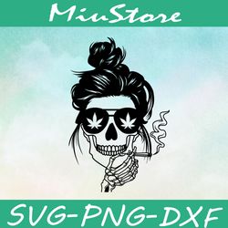 Messy Bun Smoking Cannabis SVG,png,dxf,cricut