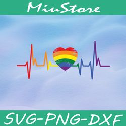 Pride Heartbeat LGBT SVG,png,dxf,cricut