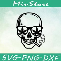 Skull Weed SVG, Skull Cannabis SVG,png,dxf,cricut