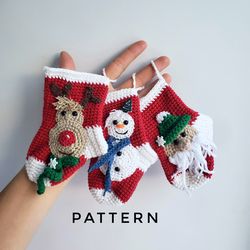 3 in 1 Christmas crochet pattern Mini Christmas Stocking in English Crochet  mini christmas socks Xmas sock pattern