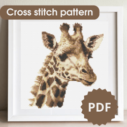 Giraffe cross stitch pattern, animal cross stitch chart PDF