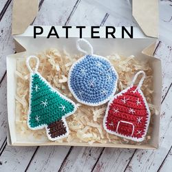 Christmas crochet pattern tree toys pattern in English Christmas crochet ornanents