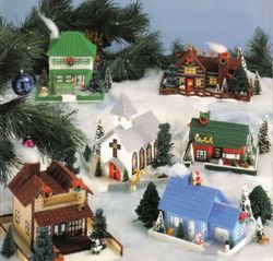The Christmas Village Plastic Canvas Vintsge cross stitch pattern PDF Classic Holiday Designs Instant Downloa