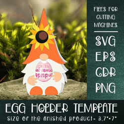 Gnome and Sunflower | Easter Egg Holder Template SVG