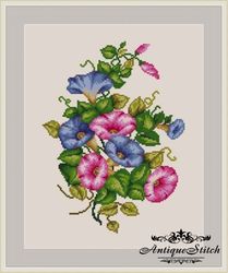Morning Glory 73 Vintage Cross Stitch Pattern PDF Garden Flowers embroidery Compatible Pattern Keeper