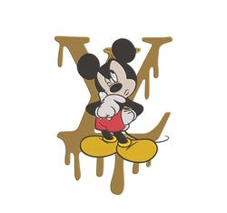 Thinking Mickey Mouse LV Dripping Logo Embroidery Design Machine Embroidery