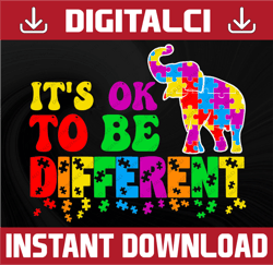 It's ok to be different, SVG file, Png File, Digital file, Autism design, Autism acceptance, Autism awareness
