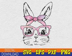 Cute Bunny Rabbit Face Tie Dye Glasses Girl Happy Easter Day Svg, Eps, Png, Dxf, Digital Download
