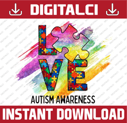 Love Autism Awareness Png, Wear Blue For Autism Awareness PNG , Autism Aware SVG, Autism Acceptance, Autism Month DIGITA