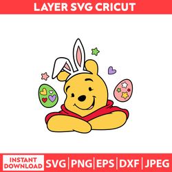 Easter Winnie the Pooh Svg, Easter Bunny Svg, Happy Easter Svg, Disney Svg, Dxf, Png, Jpeg, Pdf Digital file