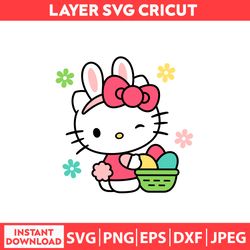 Hello Kitty Easter Svg, Easter Bunny Svg, Happy Easter Svg, Disney Svg, Dxf, Png, Jpeg, Pdf Digital file