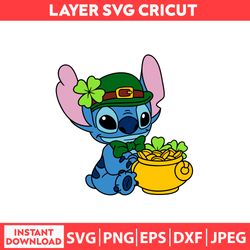 Lucky Stitch Svg, Lucky Svg, St Patrick Day, Disney Svg, Dxf, Png, Jpeg, Pdf Digital file