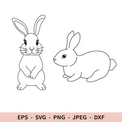 Bunny Svg Rabbit File for Cricut Outline Farm Animal Silhouette Dxf
