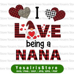 I Love Being A Nana Gnome Heart Buffalo Plaid Png, Gnome Png, Gnome Nana Png - INSTANT DOWNLOAD - Png Printable - Digita