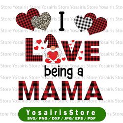 I Love Being A Mama Gnome Heart Buffalo Plaid Png, Gnome Png, Gnome Mama Png - INSTANT DOWNLOAD - Png Printable