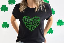 Heart Shamrock Shirt, Glitter Shamrock Tee, St Patricks Day Shirt, Glitter Lucky Shirt, Lucky Tee, Irish Shirt - T21