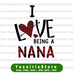 I Love Being A Nana Gnome Heart Buffalo Plaid Png, Gnome Png, Gnome Nana Png - INSTANT DOWNLOAD - Png Printable