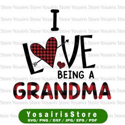 I Love Being A Grandma Gnome Heart Buffalo Plaid Png, Gnome Png, Gnome Grandma Png - INSTANT DOWNLOAD - Png Printable