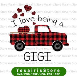 I Love Being A Gigi Car Heart Buffalo Plaid png Png,  Png, Car Gigi Png  png  INSTANT DOWNLOAD - Png Printable