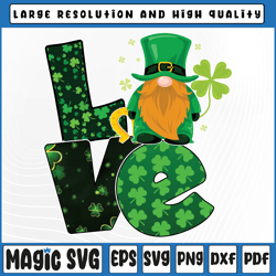 Love Gnome Shamrock Horseshoe Lucky Png,St. Patricks Day Png, St Patricks Day, Digital Download