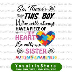 Autism Awareness Gift, There's This Boy He Calls Me Sister/ Mom/ Grandma, Mother's Day 2021 Gift Instant Download PNG
