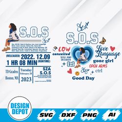 Custom SZA S.O.S Tour 2023 Svg, SZA SOS Full Tracklist Svg, Sza Merch, S.O.S Album, Bill Kill, Low, Ghost At The Machine