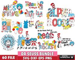 Dr Seuss bundle svg eps dxf png, 60 file Dr Seuss SVG bundle, for Cricut, digital Download, file cut, Instant Download