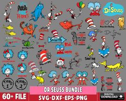 60 file Dr Seuss SVG bundle, Dr Seuss bundle svg eps dxf png, for Cricut, digital, file cut, Instant Download