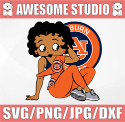 Betty Boop With Auburn Tigers PNG File, NCAA png, Sublimation ready, png files for sublimation,printing DTG printing - S