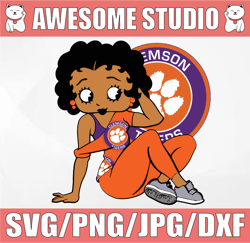 Betty Boop With Clemson Tigers PNG File, NCAA png, Sublimation ready, png files for sublimation,printing DTG printing -