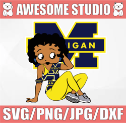 Betty Boop With Michigan Wolverines PNG File, NCAA png, Sublimation ready, png files for sublimation