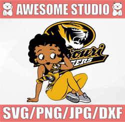 Betty Boop With Missouri Tigers PNG File, NCAA png, Sublimation ready, png files for sublimation,printing DTG