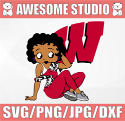 Betty Boop With Wisconsin Badgers PNG File, NCAA png, Sublimation ready, png files for sublimation,printing DTG printing
