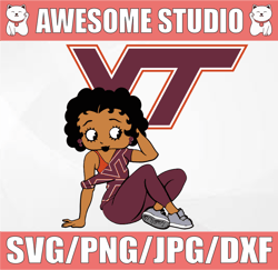 Betty Boop With Virginia Tech Hokies Football PNG File, NCAA png, Sublimation ready, png files for sublimation,printing