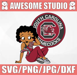 Betty Boop With South Carolina Gamecocks PNG File, NCAA png, Sublimation ready, png files for sublimation,printing DTG p