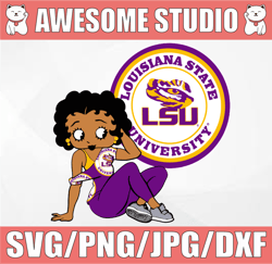 Betty Boop With LSU Tigers football PNG File, NCAA png, Sublimation ready, png files for sublimation,printing DTG printi