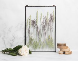 Dry Flower Art 8*12 inches Pressed Flower Art Glass Frame Pressed Flower Herbarium Frame Green Plants