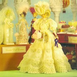 crochet pattern pdf-fashion doll barbie gown crochet vintage pattern-doll dress pattern-vintage county fair costume