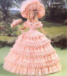 crochet pattern PDF-Southern Fashion doll Barbie gown crochet vintage pattern-Crochet blueprint-Doll dress pattern
