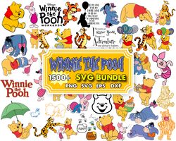 1500 Winnie The Pooh LAYERED SVG Designs, Pooh svg png bundle for cricut, Tigger Eeyore and Piglet files
