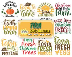 600 Farm Life SVG Bundle, Farm svg Bundle, Farmhouse Quotes svg, Farm svg,Commercial use, Cut files, dxf png