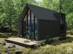 Modern Cabin House, 18ft by 28ft, 490 sq. ft Tiny House Architectural Plans Modern Cabin Plans